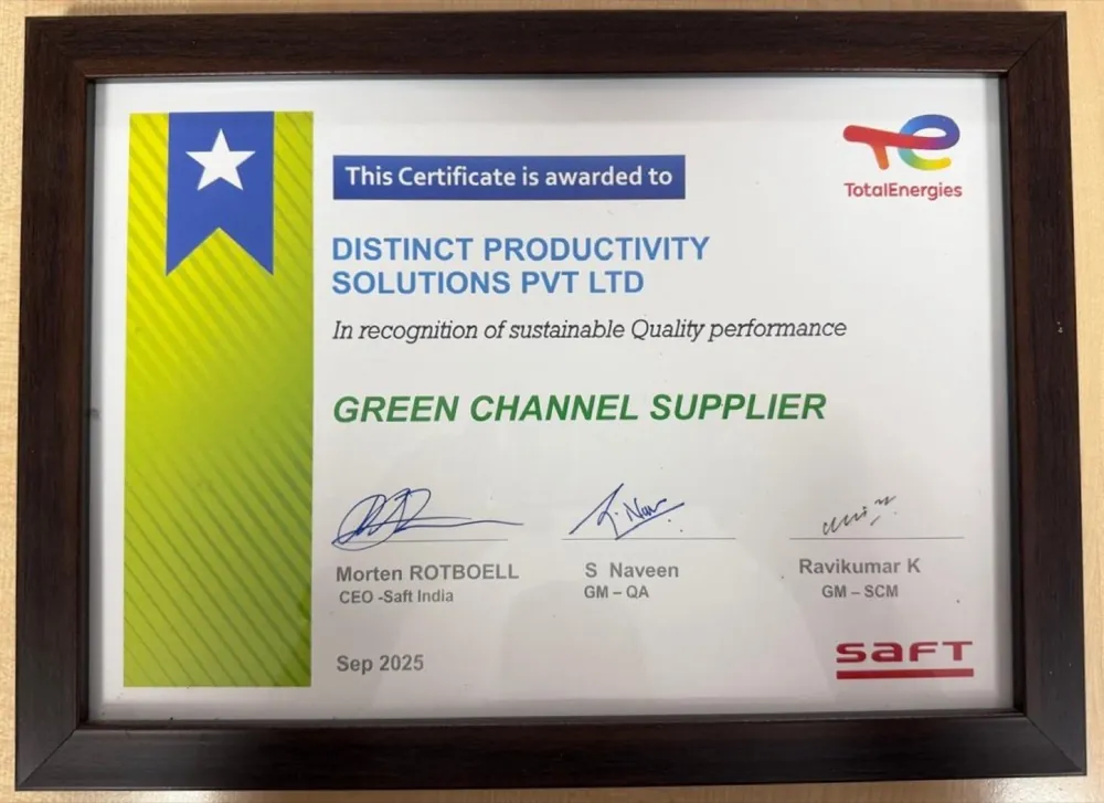 Green Channel Supplier Award — SAFT Batteries, 2025