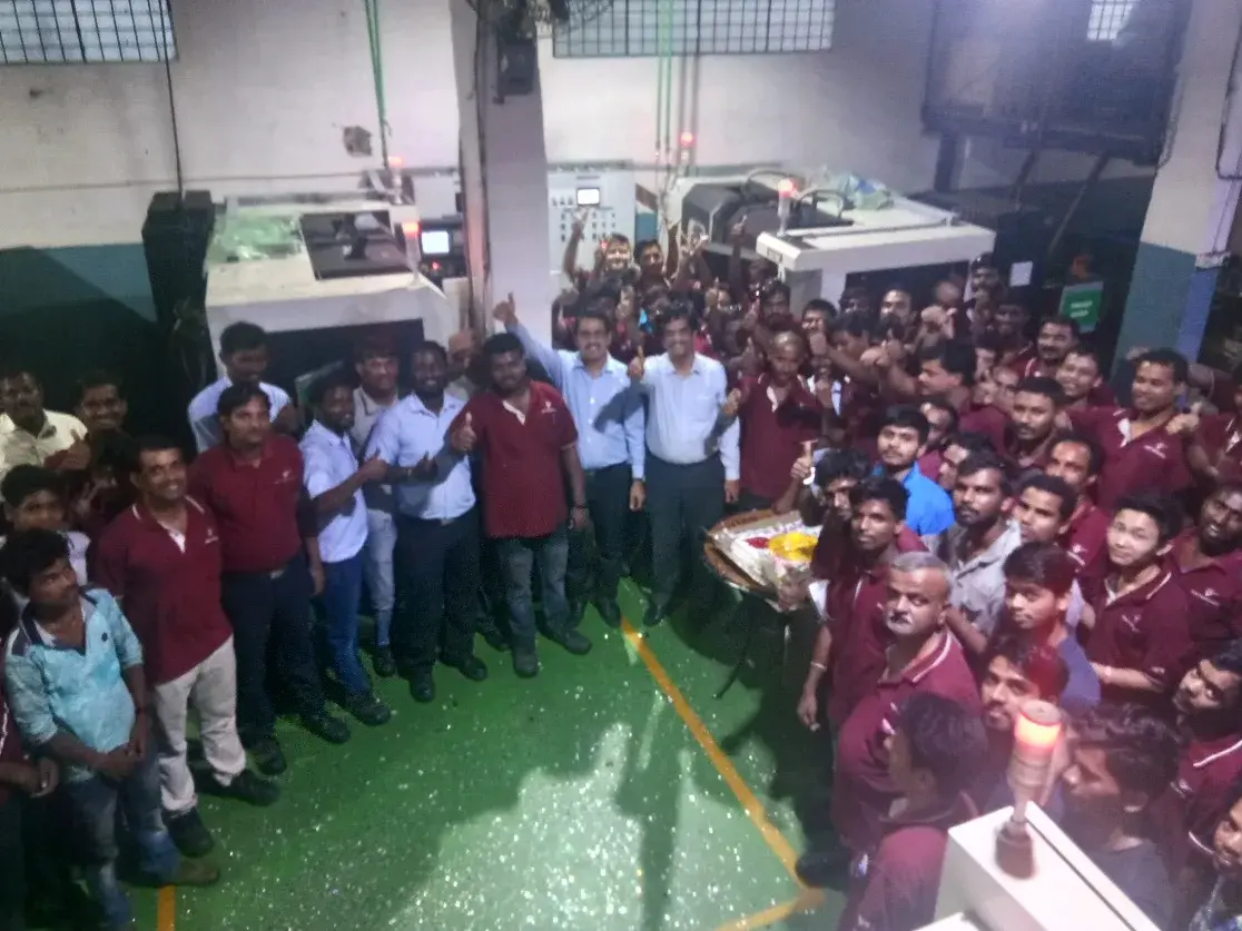 DPS team gathered on the shop floor for Mr D.R. Sudheendra's birthday