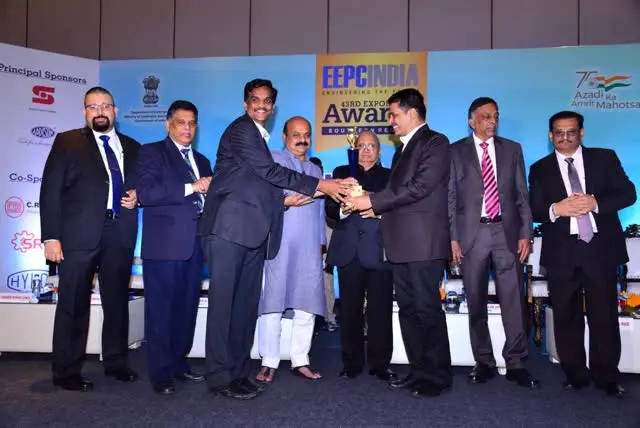 Crowned “Star Performer” in exports by EEPC India. The award was received from the Hon’ble Chief Minister of Karnataka, Mr. Basavaraj Bommai, on 28th July 2022.