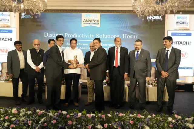 48th Export Performance Award – EEPC (South India Region), 20th May 2026, ITC Kakatiya, Hyderabad. Presented by Shri D. Shridhar Babu, Minister of IT and Industries, Government of Telangana.